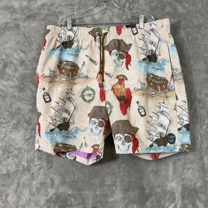 PSYCHO TUNA PIRATE theme DRAWSTRING STRETCH SWIM BOARD SHORTS men’s SIZE XL